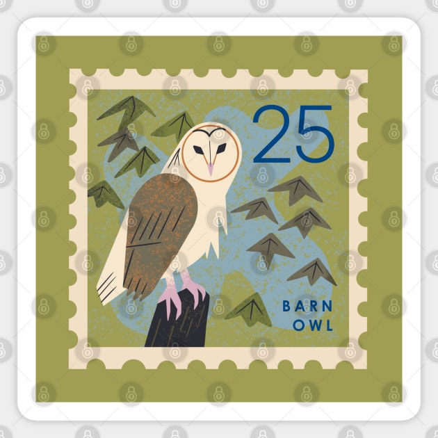 Barn Owl Postage Stamp Sticker by Renea L Thull